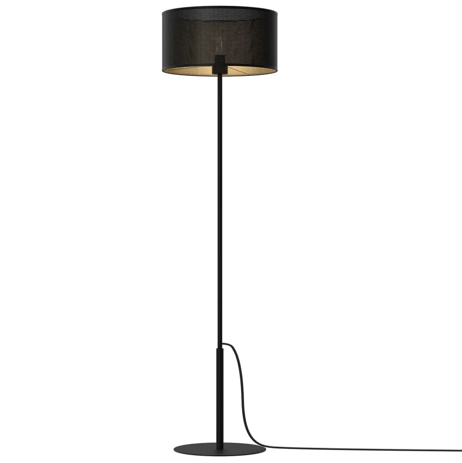 Stehlampen|Wohnzimmerlampen*Luminex Runde Stehleuchte in Schwarz Gold 150 cm groß Metall