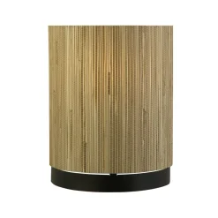 Searchlight Runde Tischlampe Bambus Metall klein 23 cm natürlich< Flurlampen|Wohnzimmerlampen