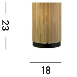 Searchlight Runde Tischlampe Bambus Metall klein 23 cm natürlich< Flurlampen|Wohnzimmerlampen