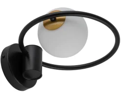 Sigma Runde Wandleuchte Glas Kugel Metall Schwarz Ø12 cm G9< Wandleuchten|Flurlampen