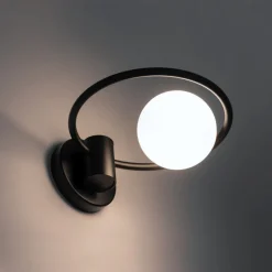 Sigma Runde Wandleuchte Glas Kugel Metall Schwarz Ø12 cm G9< Wandleuchten|Flurlampen