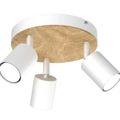 Spots|Flurlampen*Luminex Runder Deckenstrahler flexibel Holz Metall Weiß Natur