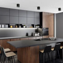 Moderne Lampen|Küchenlampen*Nowodvorski Runder Deckenstrahler in Schwarz Silber Ø12,7cm