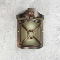 Rustikale Lampen|Maritime Lampen*Nowodvorski Rustikale Außen Wandleuchte Braun Antik Riffelglas