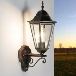 Rustikale Lampen|Rustikale Außenleuchten*Easylight Rustikale Außenlampe mit Bewegungsmelder in Schwarz Kupfer