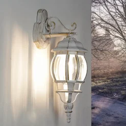 Rustikale Lampen|Rustikale Außenleuchten*Easylight Rustikale Außenleuchte BREST in Weiß Gold IP44 E27