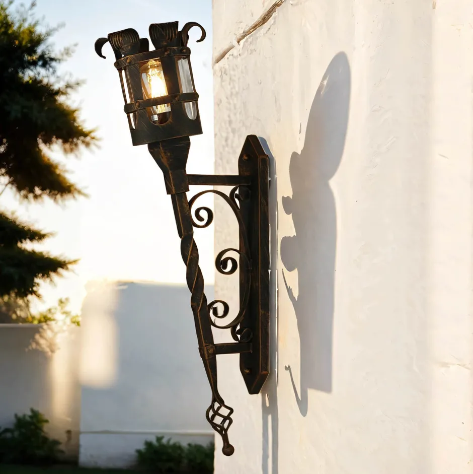 Easylight Rustikale Außenleuchte in Schwarz-Kupfer IP44 CASTLE< Rustikale Lampen|Rustikale Außenleuchten