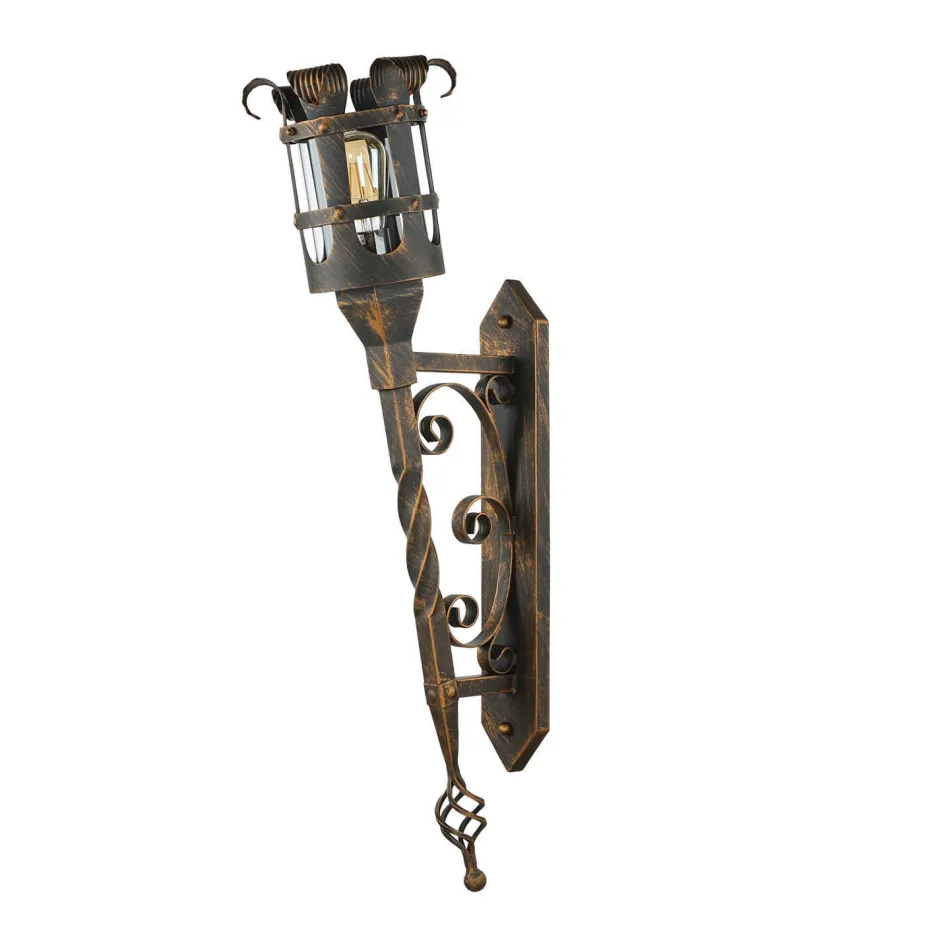 Easylight Rustikale Außenleuchte in Schwarz-Kupfer IP44 CASTLE< Rustikale Lampen|Rustikale Außenleuchten