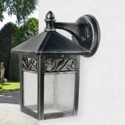 Außenwandleuchten|Vintage Lampen*Elstead Rustikale Außenwandleuchte Laterne Aluminium Schwarz Hof Haustür IP44