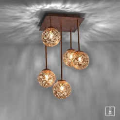 Deckenleuchten|Bürolampen*Paul Neuhaus Rustikale Deckenlampe Metall G9 B:27 cm Kugeln Gold