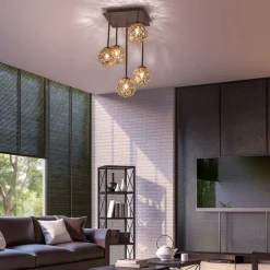 Deckenleuchten|Bürolampen*Paul Neuhaus Rustikale Deckenlampe Metall G9 B:27 cm Kugeln Gold