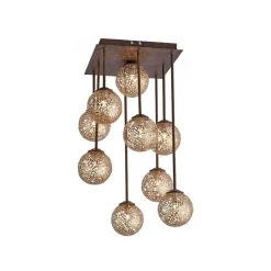 Deckenleuchten|Bürolampen*Paul Neuhaus Rustikale Deckenlampe Metall G9 9-flammig Kugeln Gold