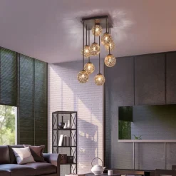 Deckenleuchten|Bürolampen*Paul Neuhaus Rustikale Deckenlampe Metall G9 9-flammig Kugeln Gold