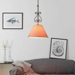 Deckenleuchten|Flurlampen*Giovanni Battista Rustikale Deckenleuchte Stoffschirm Handarbeit