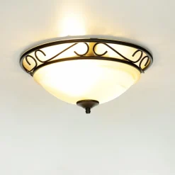 Easylight Rustikale Deckenleuchte Weiß Schwarz Alabaster Glas< Glaslampen|Retro Lampen