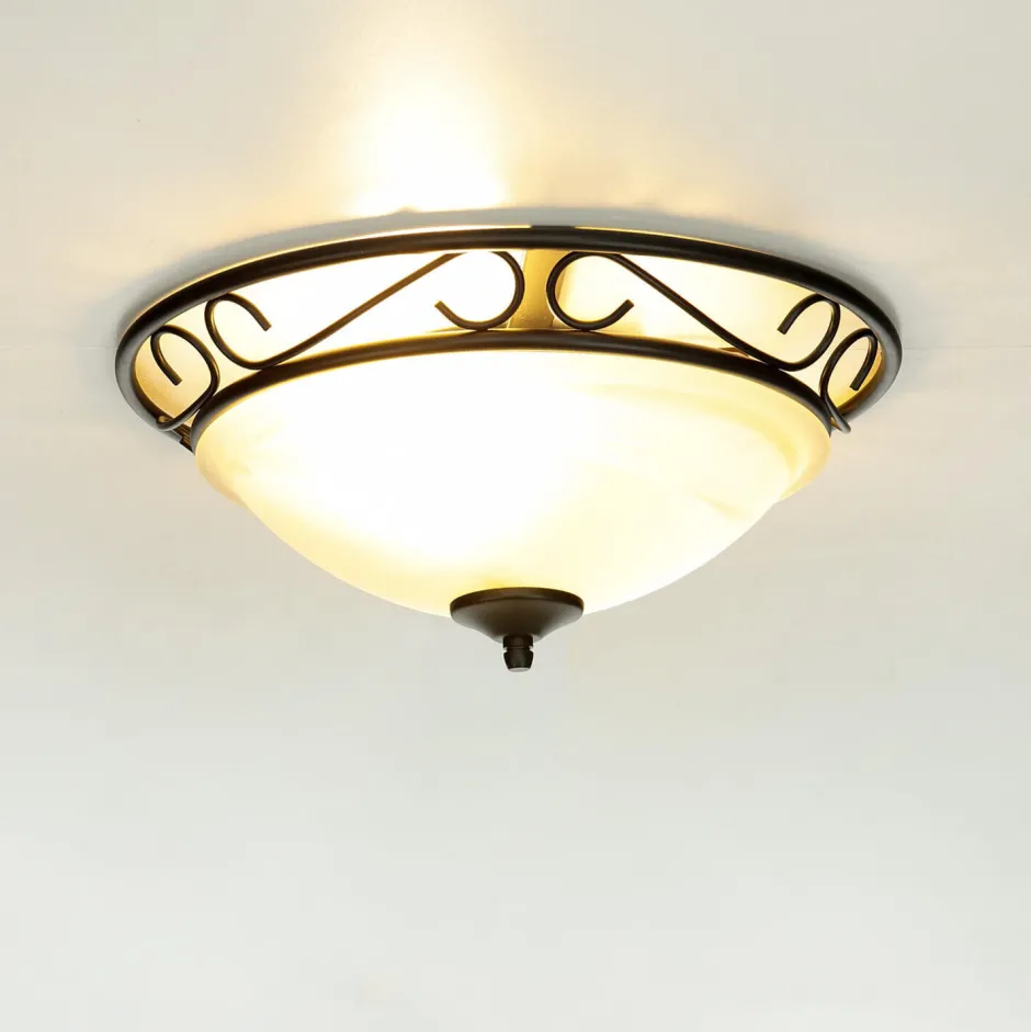 Easylight Rustikale Deckenleuchte Weiß Schwarz Alabaster Glas< Glaslampen|Retro Lampen