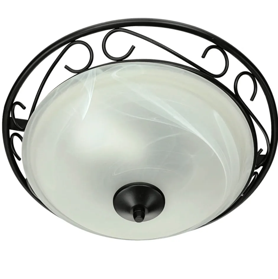 Easylight Rustikale Deckenleuchte Weiß Schwarz Alabaster Glas< Glaslampen|Retro Lampen