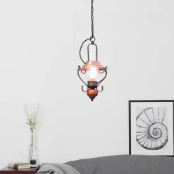 Rabalux Rustikale Hängeleuchte ENNA mit Glasschirm Schwarz Kupfer< Hängelampen|Esszimmer Lampen