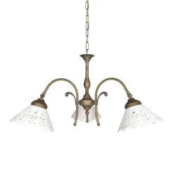 Feuchtraumleuchten|Küchenlampen*Giovanni Battista Rustikale Hängeleuchte 3-flammig Keramik Messing E27