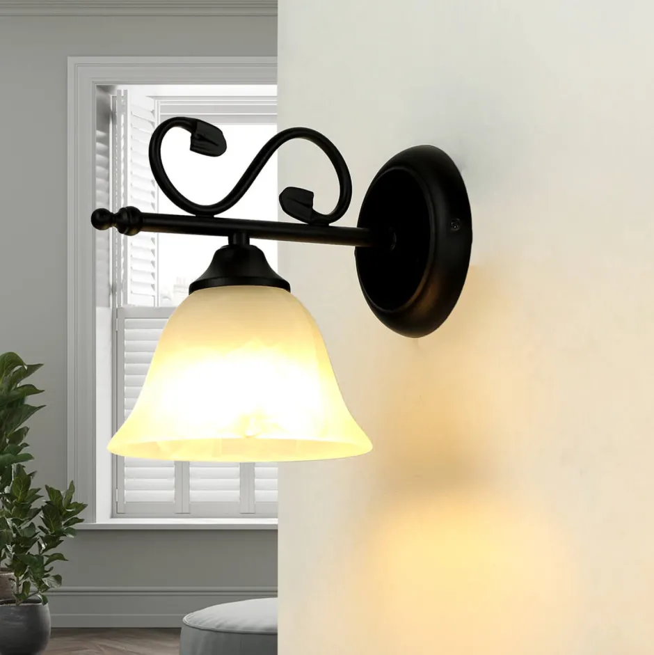 Glaslampen|Rustikale Lampen*Easylight Rustikale Landhaus Wandlampe DOROTHEA Alabaster Glas