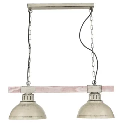 Holzlampen|Vintage Lampen*Luminex Rustikale Pendelleuchte HAKON Shabby Weiß Echt Holz