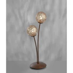 Wohnzimmerlampen|Schlafzimmer Lampen*Paul Neuhaus Rustikale Tischlampe Metall Rostbraun Gold 52 cm 2-flmg