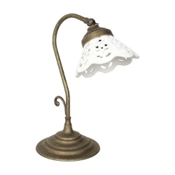 Giovanni Battista Rustikale TischlampeMessing Keramik 32,5cm schwenkbar E14< Tischlampen|Badezimmer Lampe