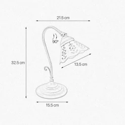 Giovanni Battista Rustikale TischlampeMessing Keramik 32,5cm schwenkbar E14< Tischlampen|Badezimmer Lampe