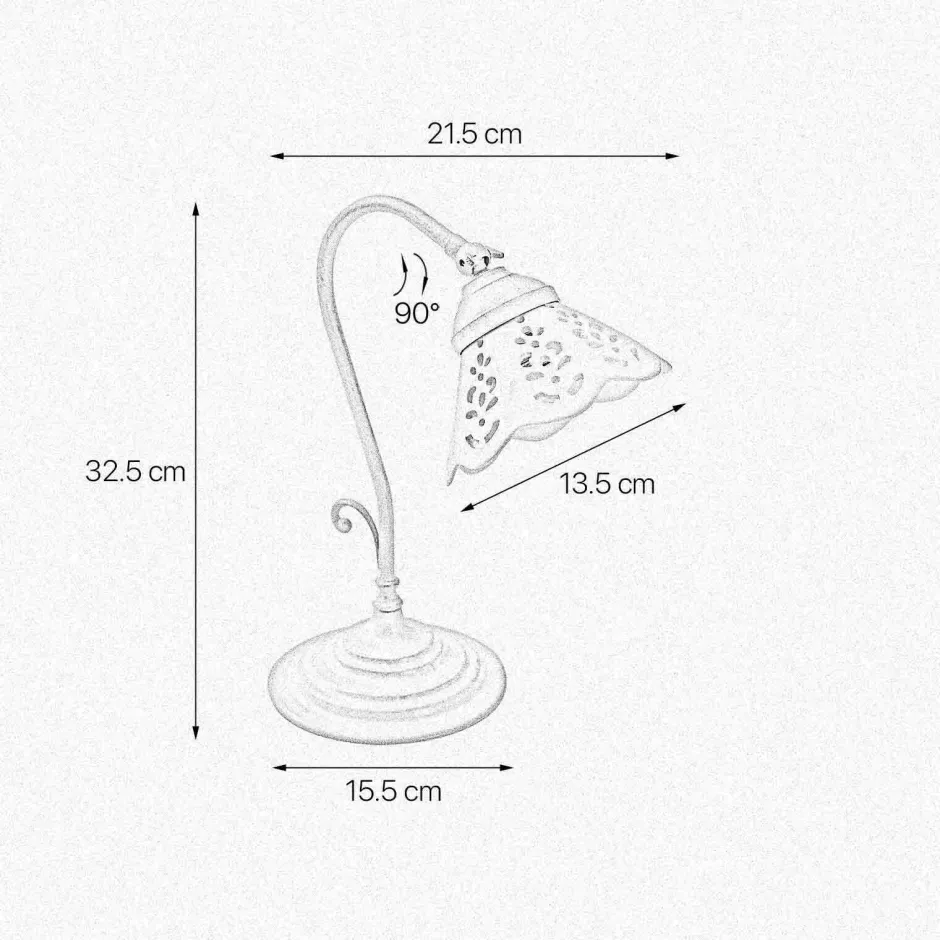 Giovanni Battista Rustikale TischlampeMessing Keramik 32,5cm schwenkbar E14< Tischlampen|Badezimmer Lampe