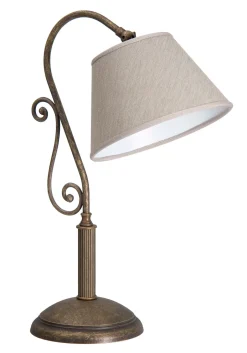 Messinglampen|Stofflampen*Giovanni Battista Rustikale Tischleuchte E27 Bruxelles Bronze Antik