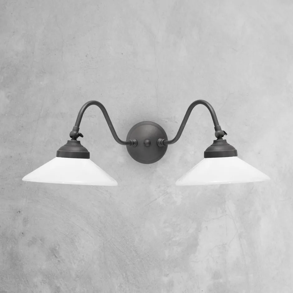 Giovanni Battista Rustikale Wandlampe SOFIA Messing Glas 2-flammig schwenkbar< Spots|Flurlampen