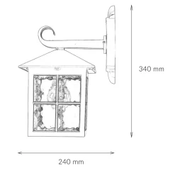Metall Lampen|Rustikale Lampen*SU-MA Rustikale Wandlaterne BAARLE IP43 Ornamentglas