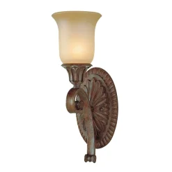 Elstead Rustikale Wandleuchte Glas Metall Flur SERNOY< Wohnzimmerlampen|Glaslampen