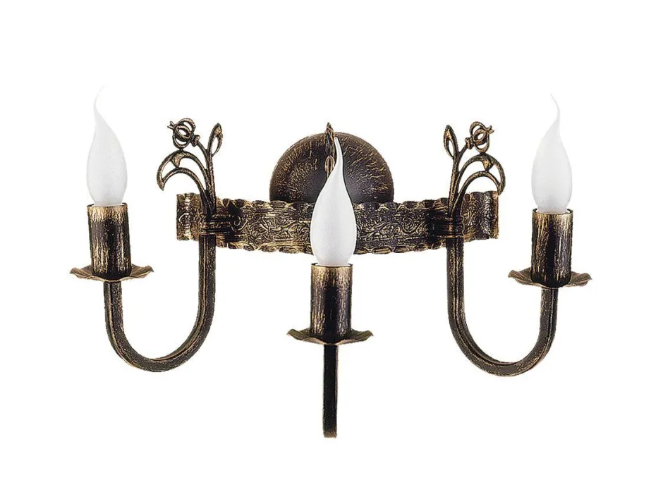 Wandleuchten|Rustikale Lampen*Jupiter Rustikale Wandleuchte Metall in Messing E14 3-flammig