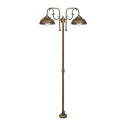 Außenleuchten Antik|Gartenlaternen*Giovanni Battista Rustikale Wegeleuchte IP44 2-flammig E27 210 cm Messing