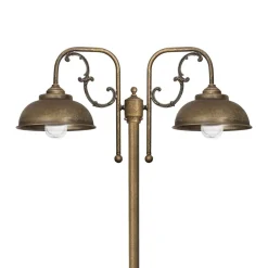 Außenleuchten Antik|Gartenlaternen*Giovanni Battista Rustikale Wegeleuchte IP44 2-flammig E27 210 cm Messing