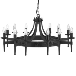 Rustikale Lampen|Kronleuchter*Searchlight Rustikaler Kronleuchter Eisen geschmiedet 12-flmg.