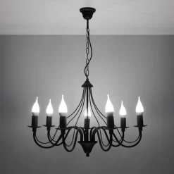 Sollux Rustikaler Kronleuchter FIORANO in Schwarz< Rustikale Lampen|Esszimmer Lampen