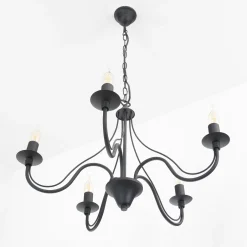 Sollux Rustikaler Kronleuchter Schwarz 5-armig E14 FIORANO< Hängelampen|Esszimmer Lampen