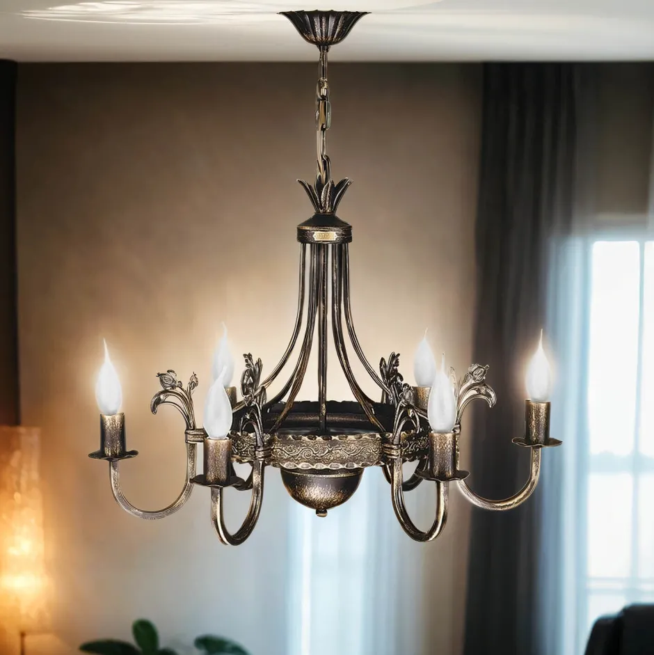 Jupiter Rustikaler Lüster BELRAD Shabby Braun Ø62cm Lampe< Rustikale Lampen|Shabby Chic Lampen