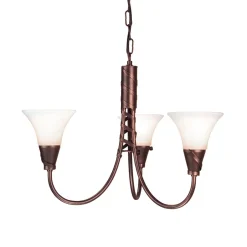 Hängelampen|Esszimmer Lampen*Elstead Rustikaler Lüster ROHDIN in Kupfer 3x14 Leuchte