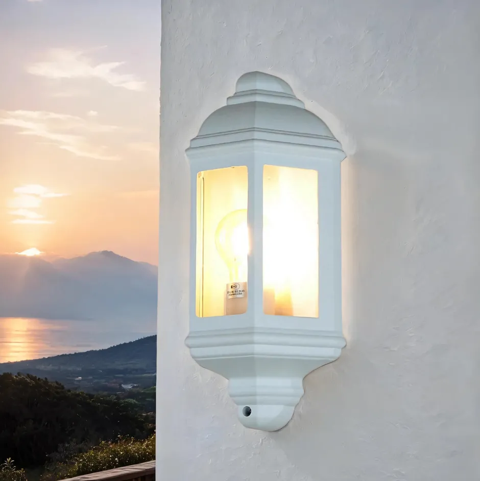 Rustikale Lampen|Maritime Lampen*Searchlight Schiffslampe Außenleuchte Wand Laterne flach weiß