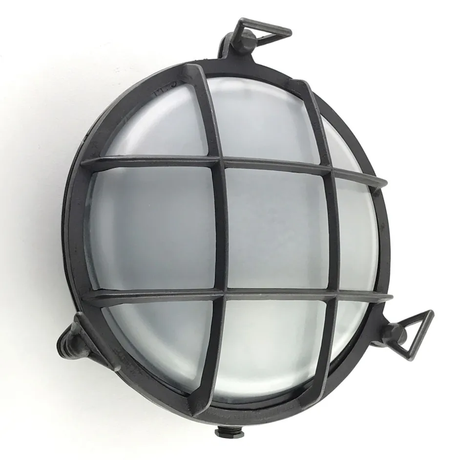 Außenwandleuchten|Feuchtraumleuchten*Andromeda Schiffslampe Messing massiv Glas rund D: 24 cm IP64