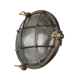 Lido Schiffslampe Wand Ø 21 cm Messing Glas E27 IP64 außen< Rustikale Lampen|Metall Lampen