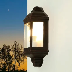 Rustikale Lampen|Maritime Lampen*Easylight Schiffslampe Wandleuchte Außen Schwarz Braun LIVORNO