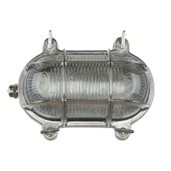 Außenwandleuchten|Rustikale Lampen*Lido Schiffsleuchte Außen Messing in Nickel IP64 oval