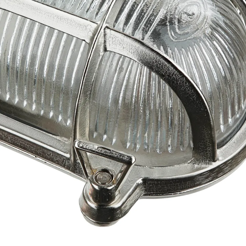 Außenwandleuchten|Rustikale Lampen*Lido Schiffsleuchte Außen Messing in Nickel IP64 oval