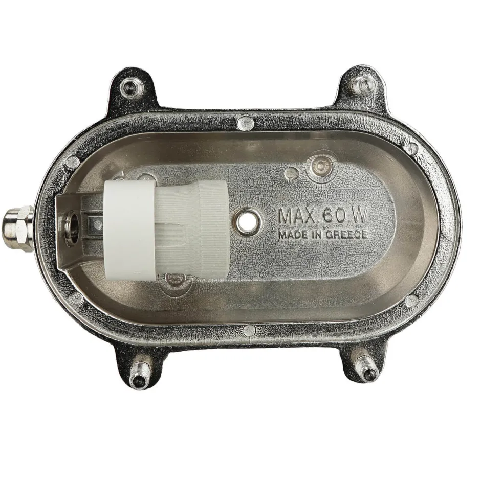 Außenwandleuchten|Rustikale Lampen*Lido Schiffsleuchte Außen Messing in Nickel IP64 oval