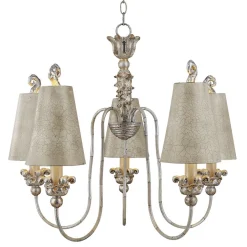 Hängelampen|Moderne Lampen*Elstead Schirm Kronleuchter in Silber Gold Ø83cm Esszimmer
