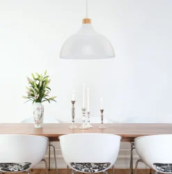 TK Lighting Schlichte Hängelampe HELMA Weiß Retro rund Ø33cm< Retro Lampen|Wohnzimmerlampen